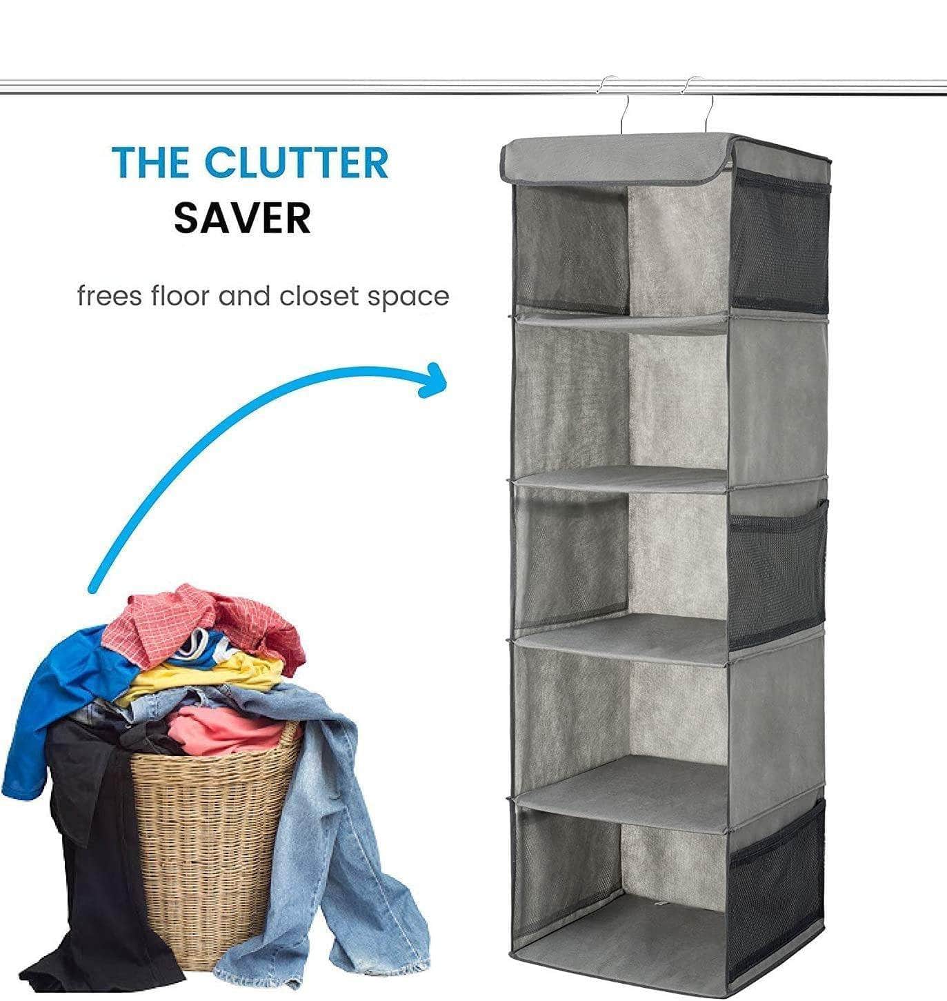 2 Pack 5 Foldable Shelf Hanging Closet Organizer Space Saver
