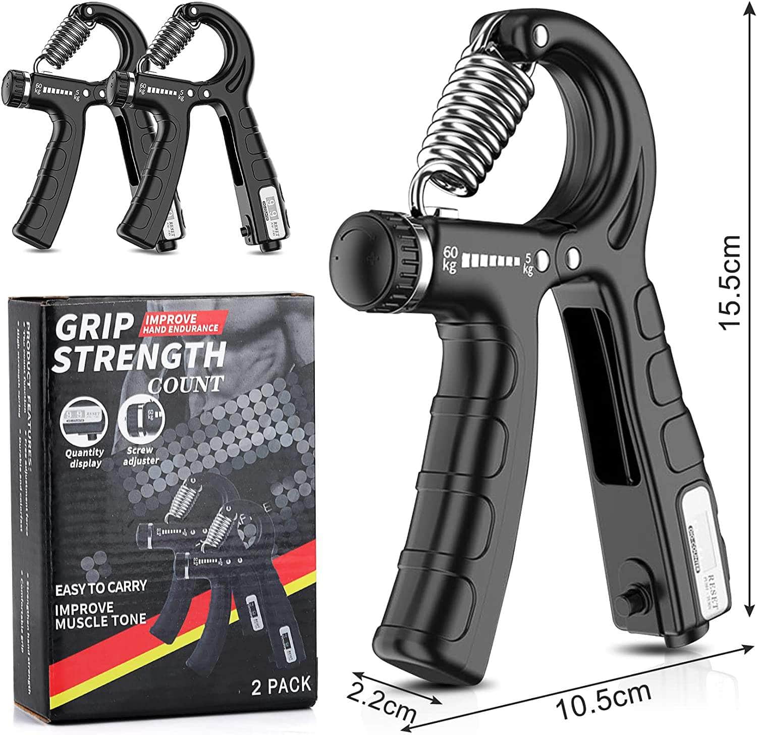 2 Pack Adjustable Hand Grip Strengthener For Hand Grip Strength
