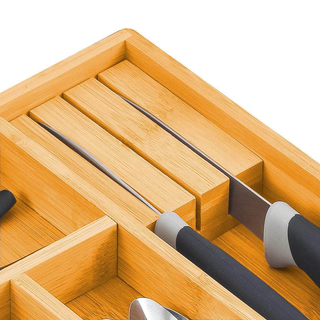 2 Pack Large Capacity Bamboo Expandable Drawer Organizer