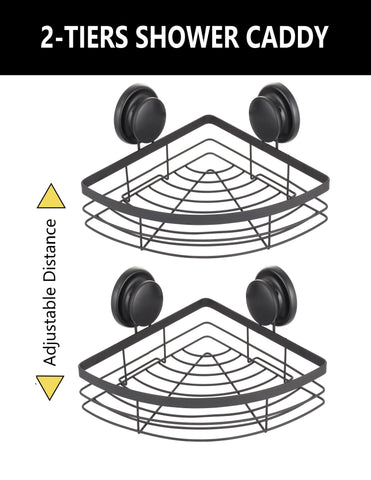 2-Pack Round Corner Shower Caddy With Suction Cups