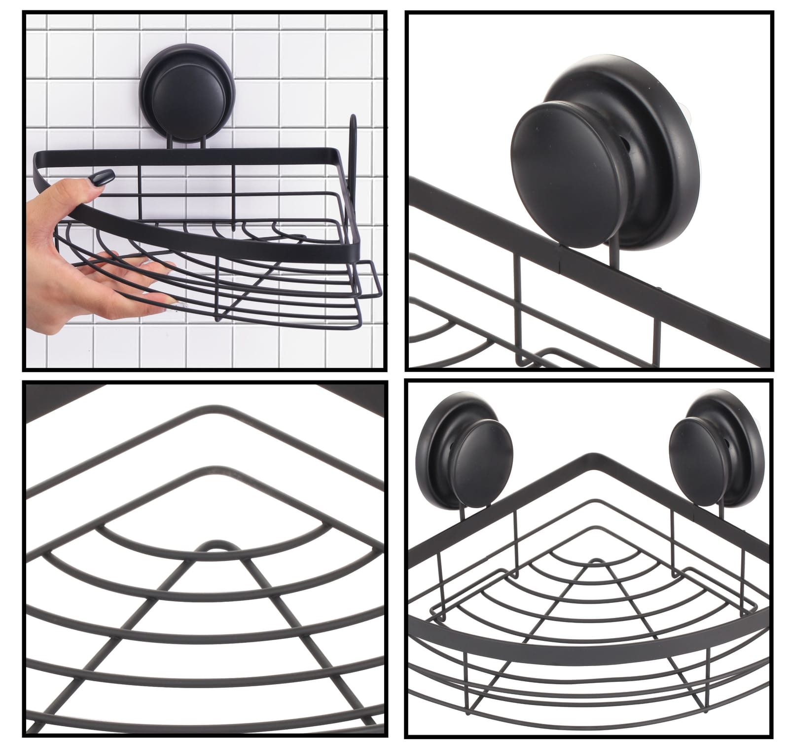 2-Pack Round Corner Shower Caddy With Suction Cups