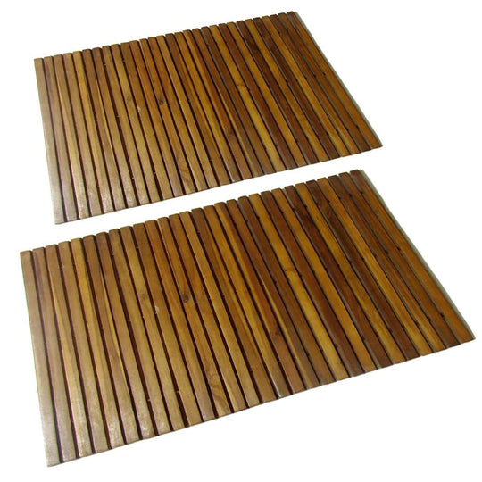 2 pcs Acacia Bath Mat - Bath Mats & Rugs