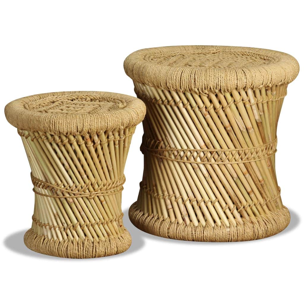 2 pcs Bamboo and Jute stools