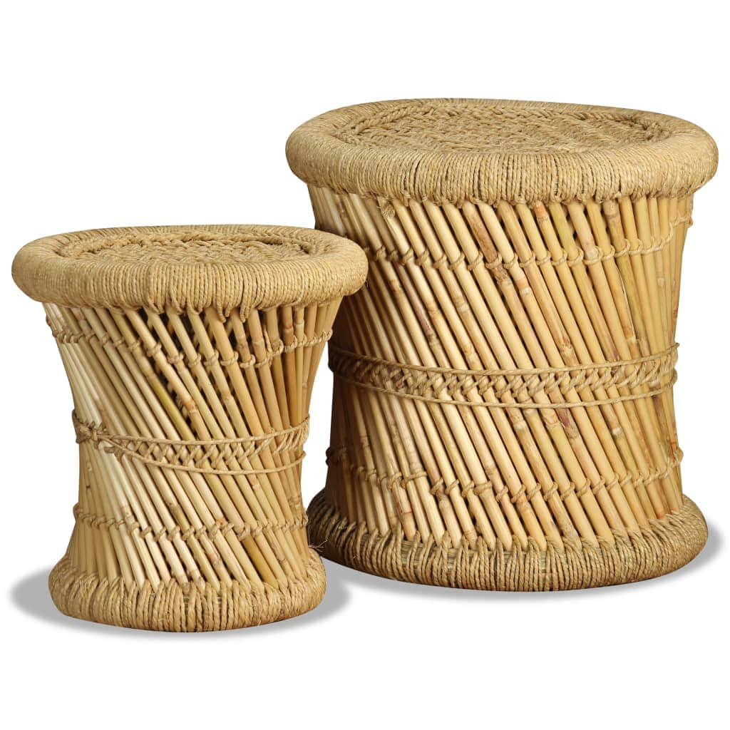 2 pcs Bamboo and Jute stools