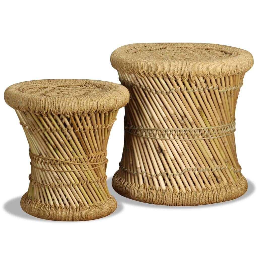 2 pcs Bamboo and Jute stools
