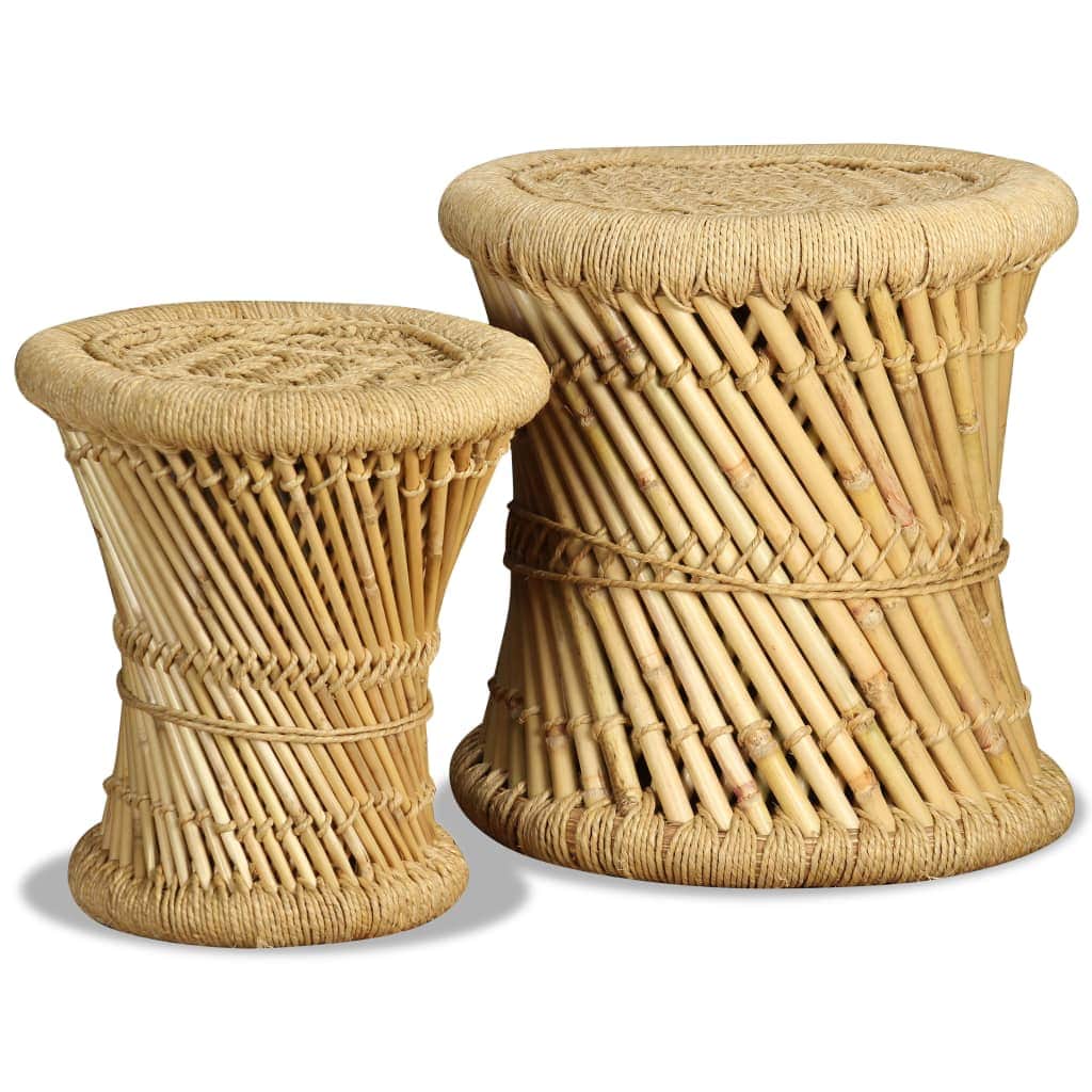 2 pcs Bamboo and Jute stools