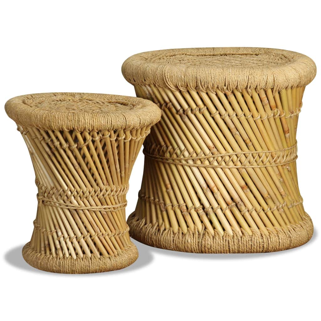 2 pcs Bamboo and Jute stools