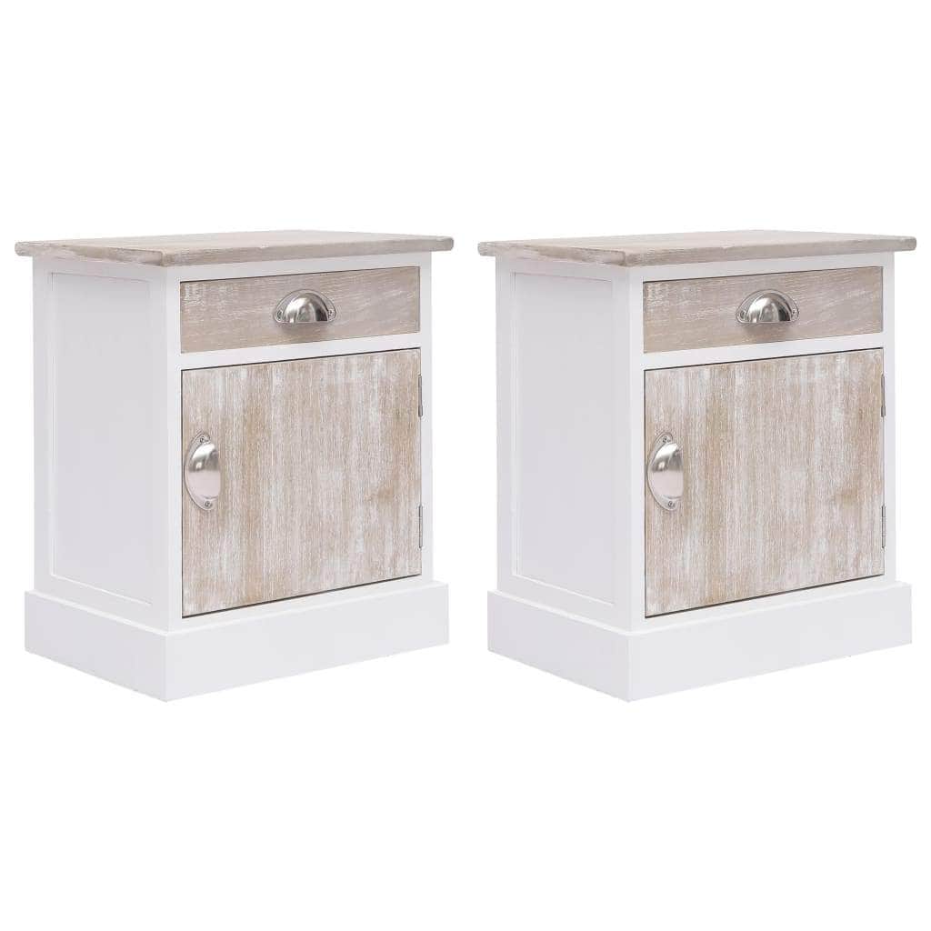 2 pcs Bedside Tables Cabinets White