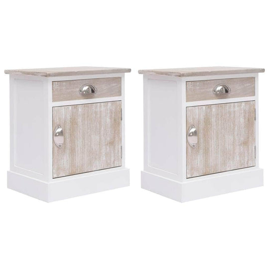 2 pcs Bedside Tables Cabinets White