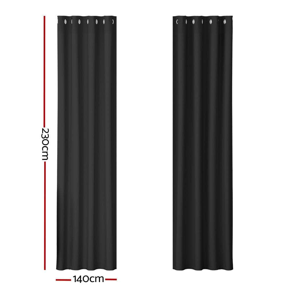 2 Pcs Blockout Curtains Eyelet Black