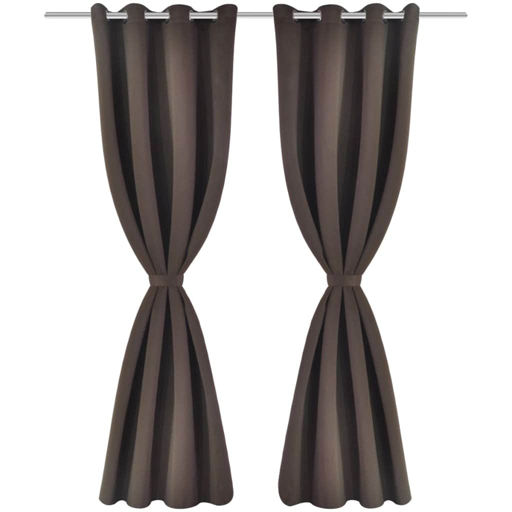 2 pcs Brown Blackout Curtains with etal Rings