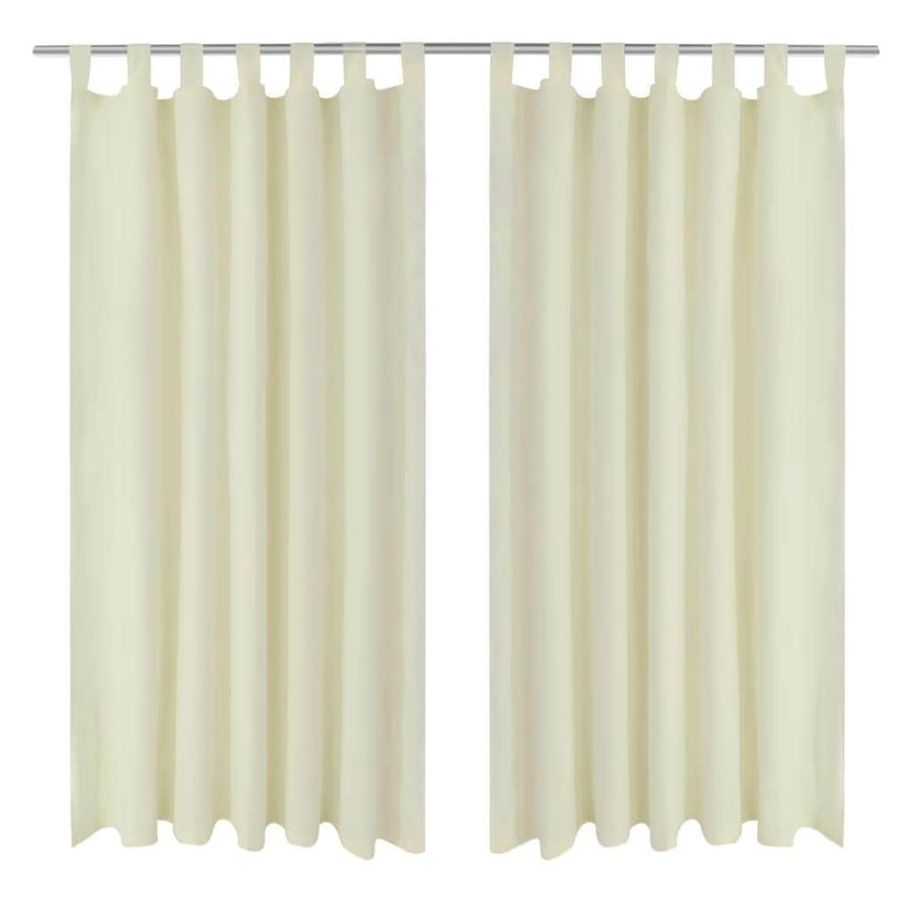2 pcs Cream Micro-Satin Curtains with Loops