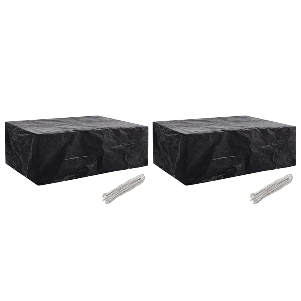 2 pcs Garden Furniture Covers 8 Eyelets -Black