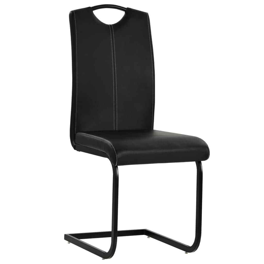 2 pcs Leather Dining Chairs Black
