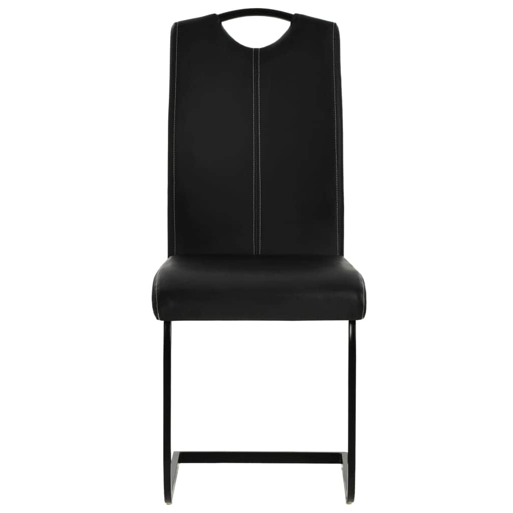 2 pcs Leather Dining Chairs Black