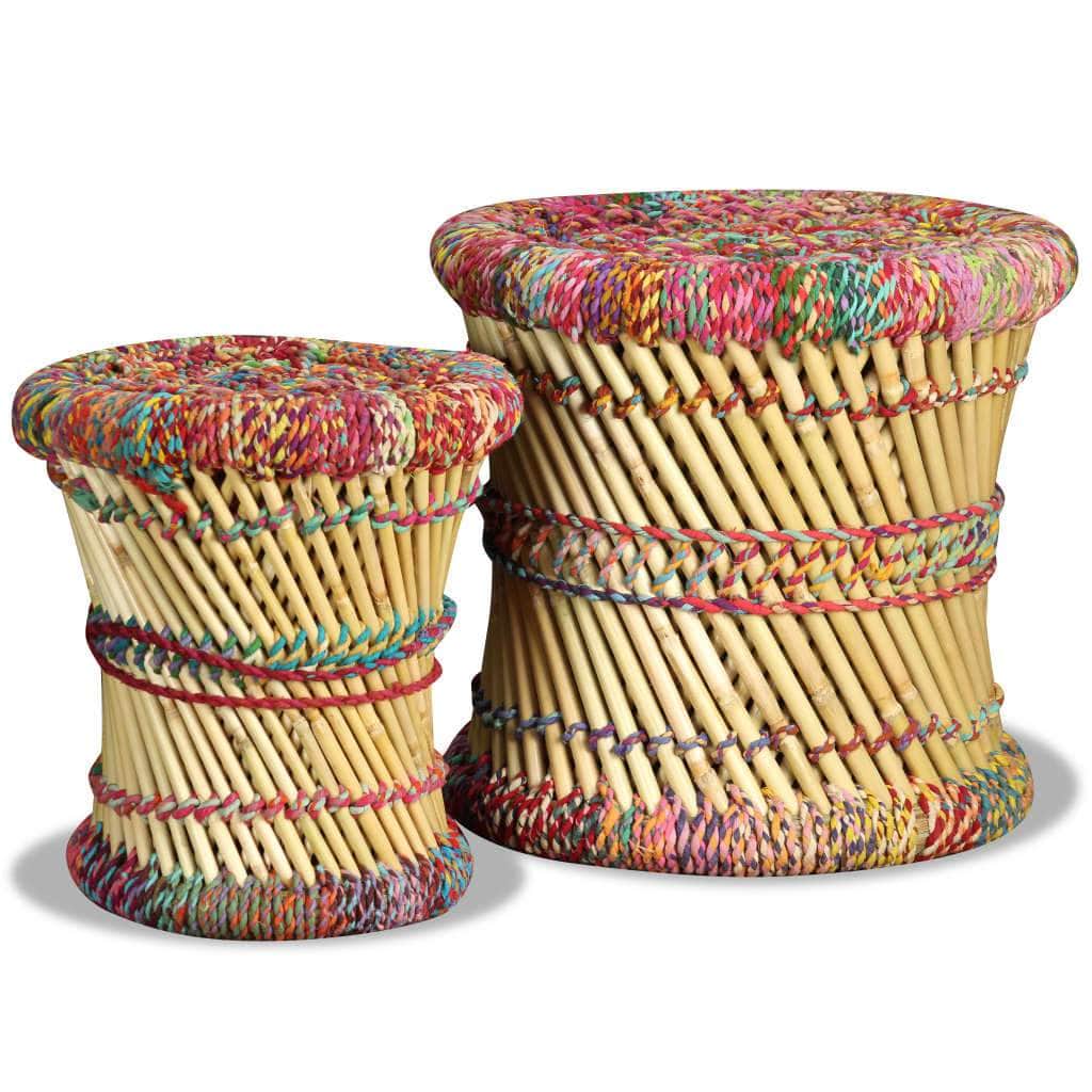 2 pcs Multicolour Bamboo stools