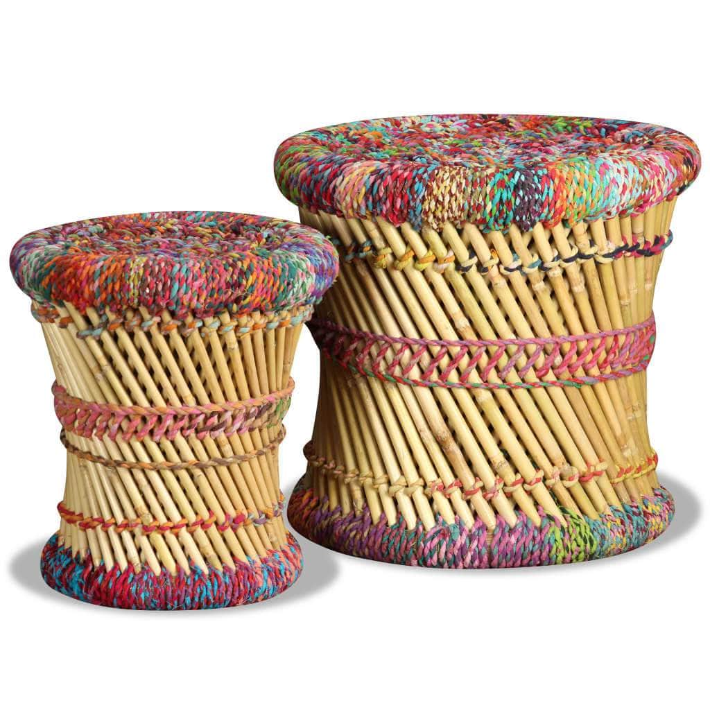 2 pcs Multicolour Bamboo stools