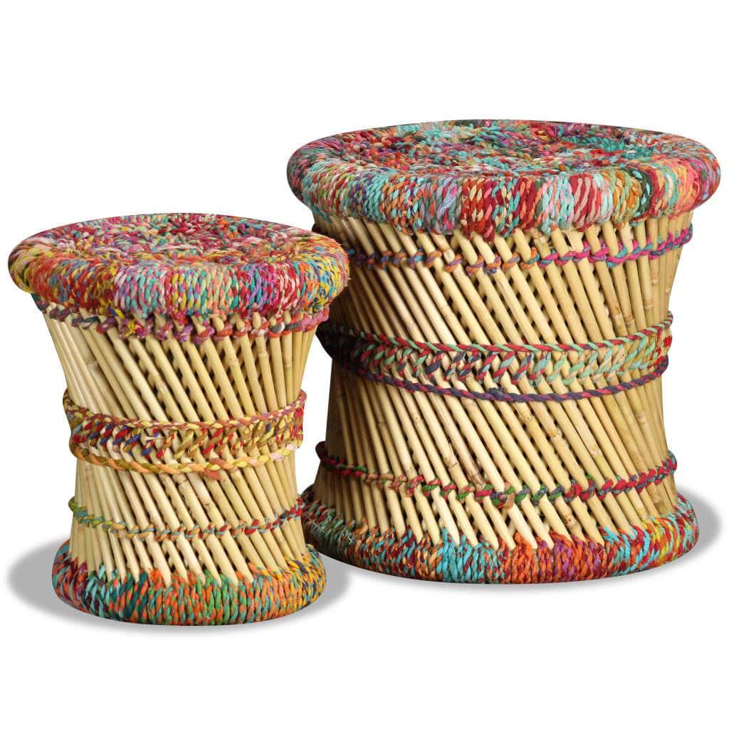 2 pcs Multicolour Bamboo stools