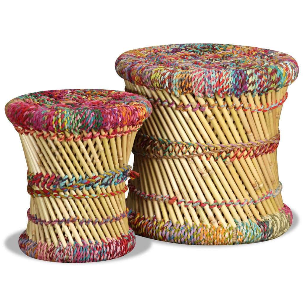 2 pcs Multicolour Bamboo stools