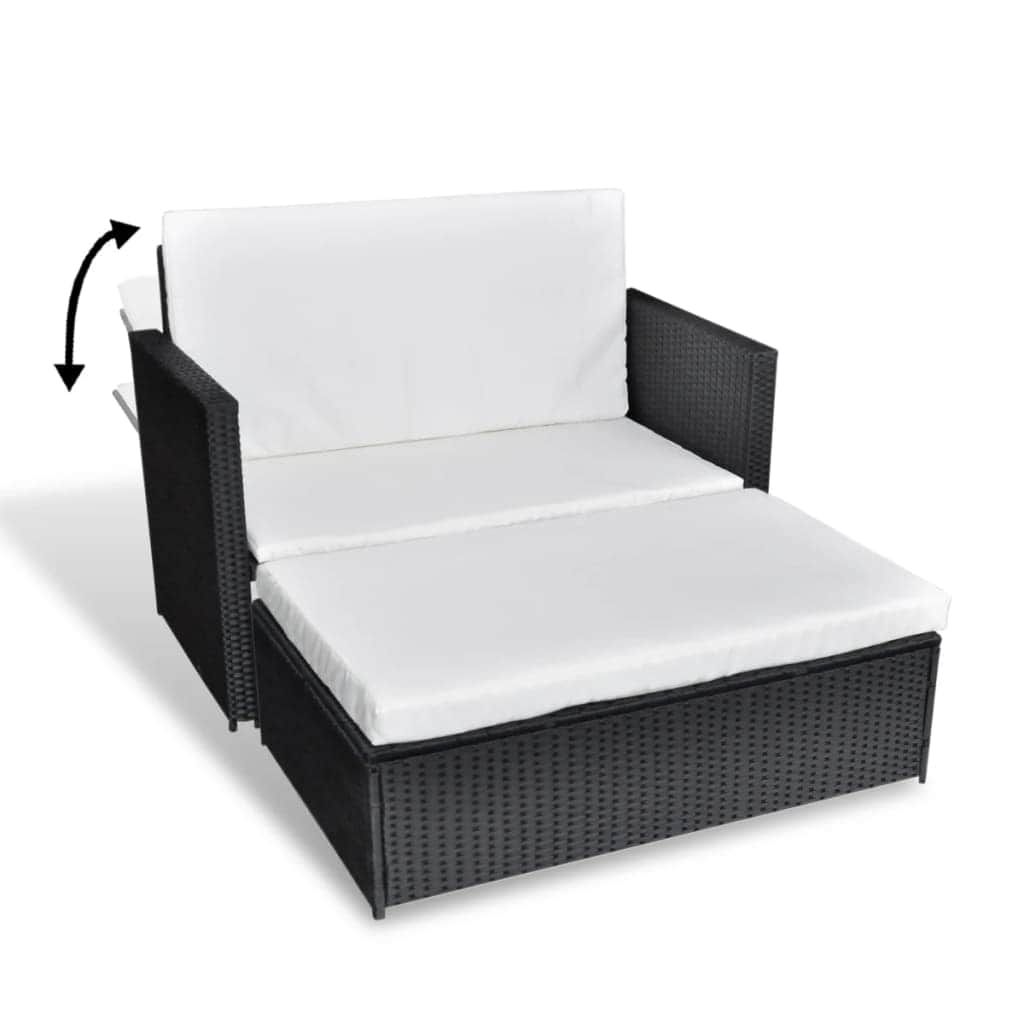 2 Piece Garden Lounge Set with Cushions Poly Rattan Black - Simple deals