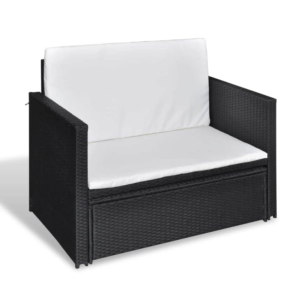 2 Piece Garden Lounge Set with Cushions Poly Rattan Black - Simple deals