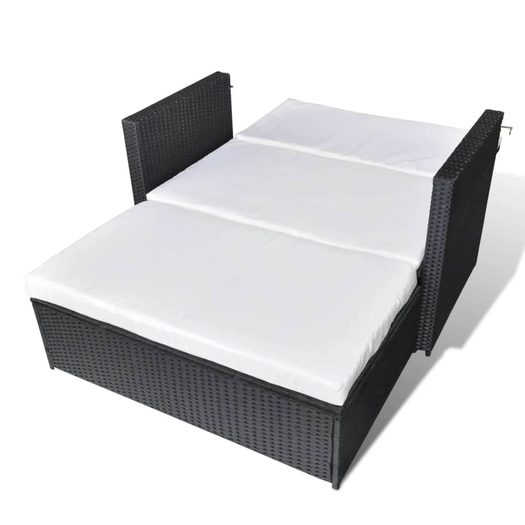 2 Piece Garden Lounge Set with Cushions Poly Rattan Black - Simple deals