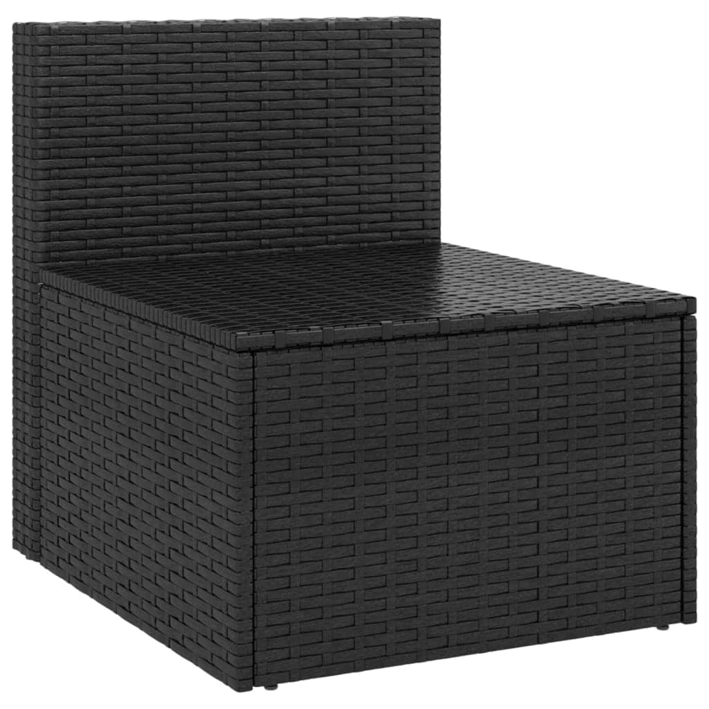 2-Piece Set: Garden Middle Sofas with Cushions in Sleek Poly Rattan-Black\Grey
