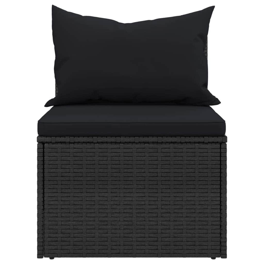 2-Piece Set: Garden Middle Sofas with Cushions in Sleek Poly Rattan-Black\Grey