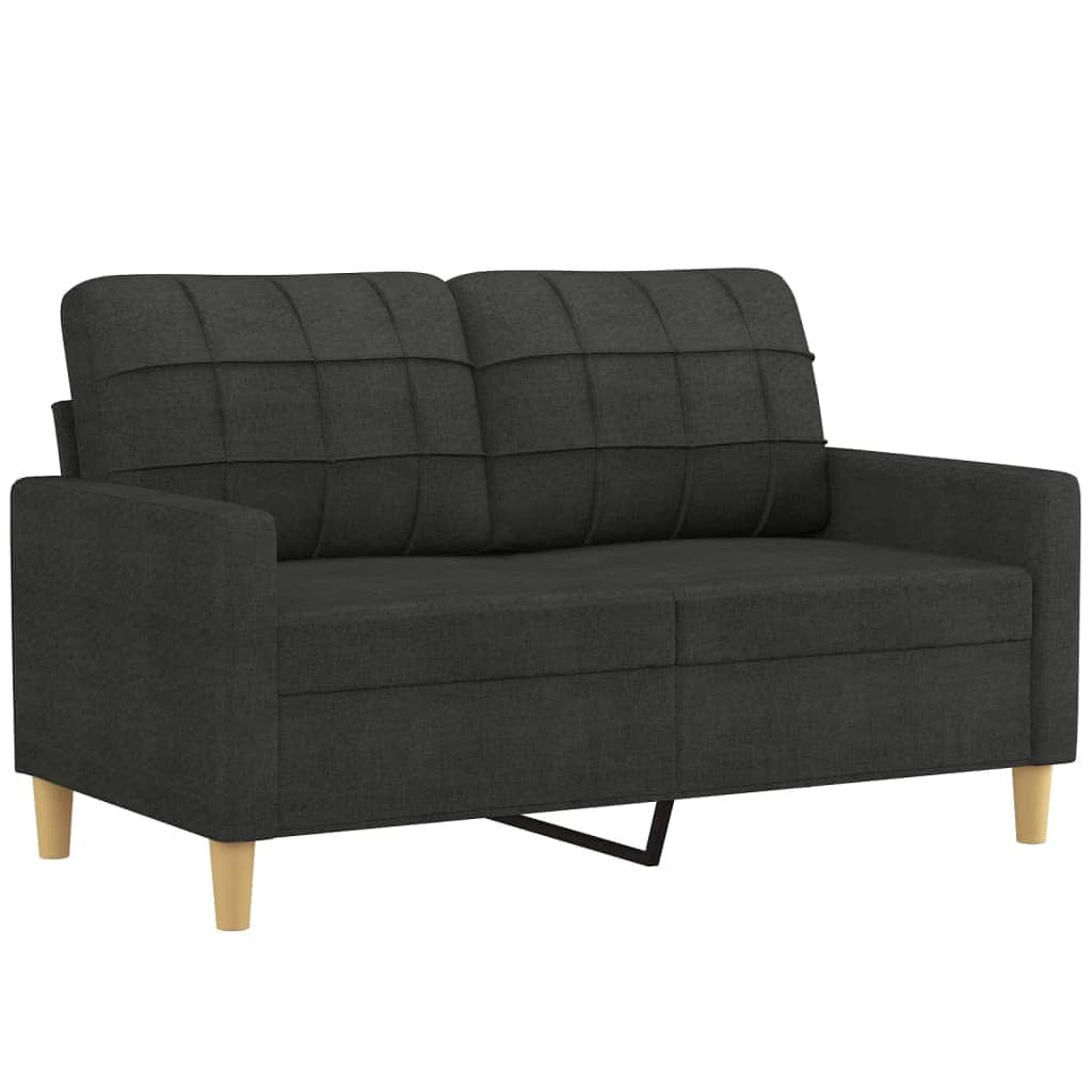 2 Piece Sofa Set with Pillows Black Fabric