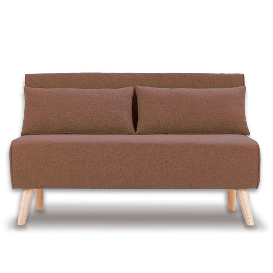 indoor furniture 2-Seater Adjustable Sofa Bed Lounge Linen - Brown