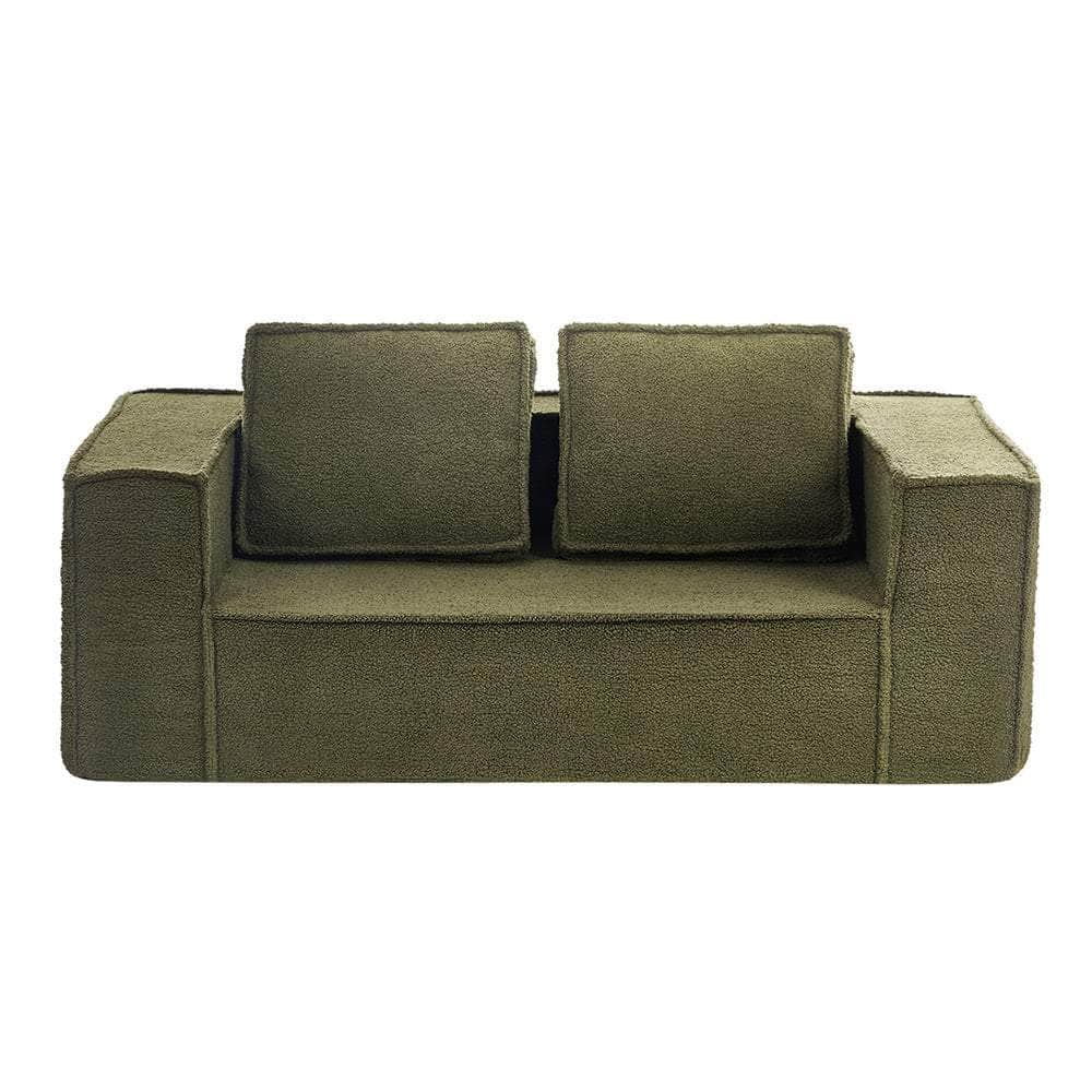 2-Seater Compressed Sofa in a Box Couch Sherpa - Green