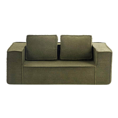 2-Seater Compressed Sofa in a Box Couch Sherpa - Green