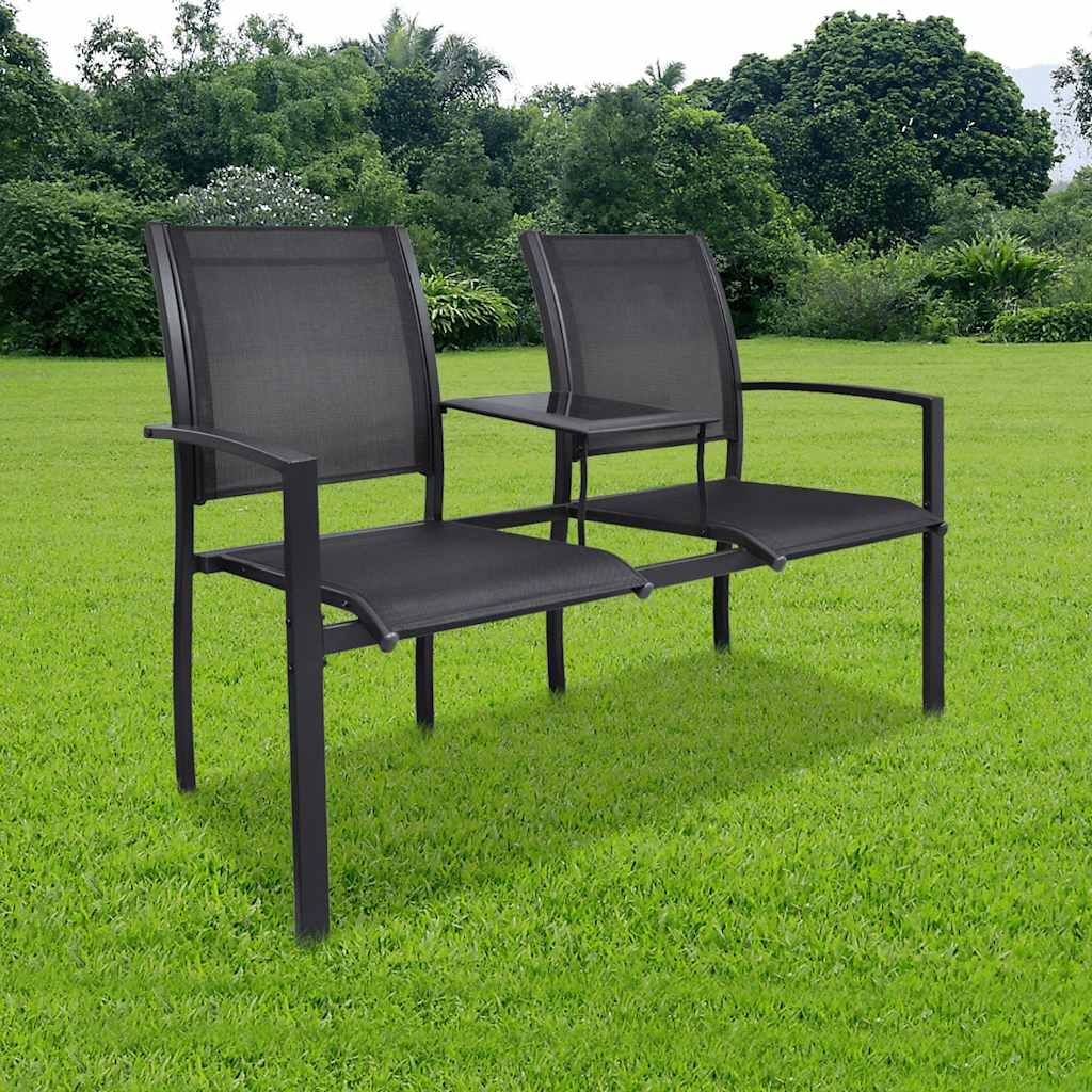2 Seater Garden Bench 131 cm Steel and Textilene Black - Simple deals