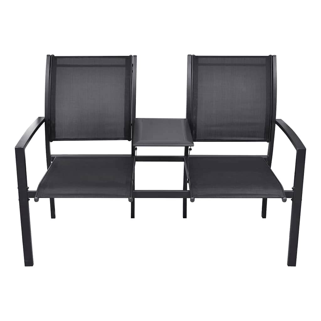 2 Seater Garden Bench 131 cm Steel and Textilene Black - Simple deals