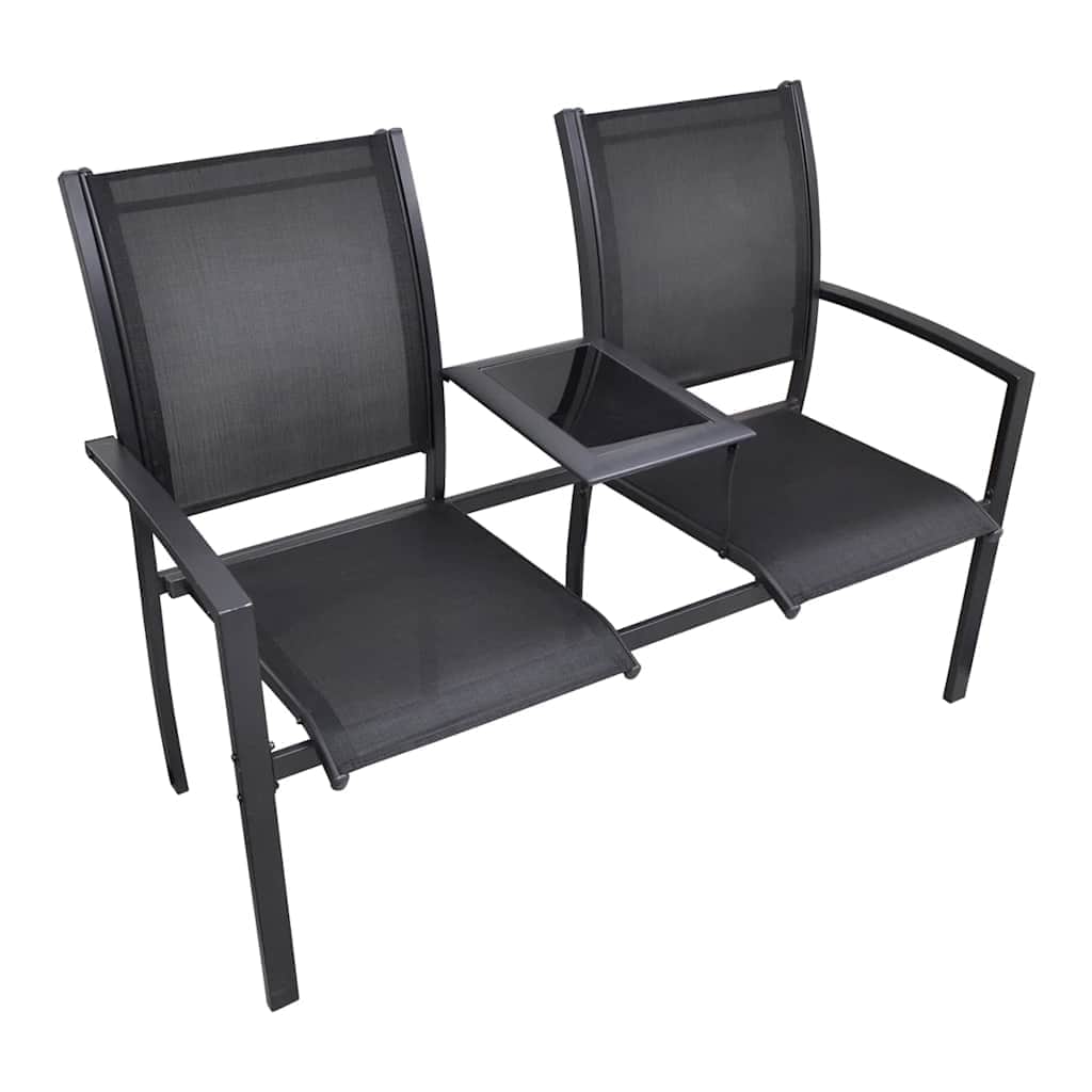 2 Seater Garden Bench 131 cm Steel and Textilene Black - Simple deals