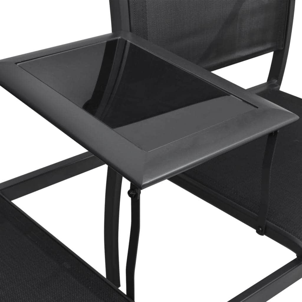 2 Seater Garden Bench 131 cm Steel and Textilene Black - Simple deals