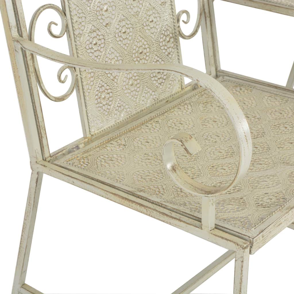 2 Seater Garden Bench 161 cm Steel White