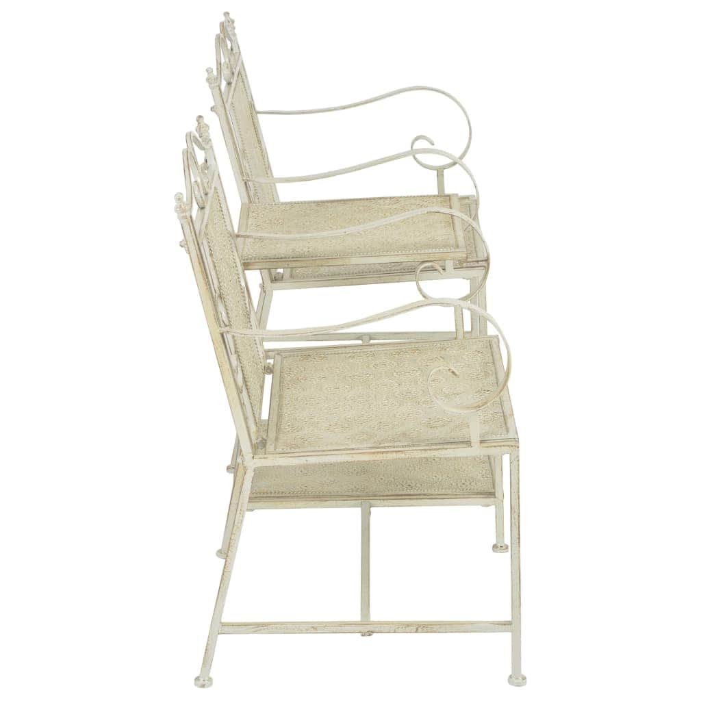2 Seater Garden Bench 161 cm Steel White