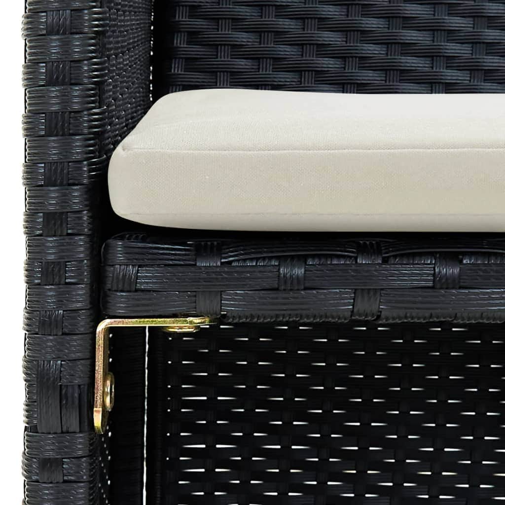 2 Seater Garden Sofa with Cushions Black Poly Rattan - Simple deals