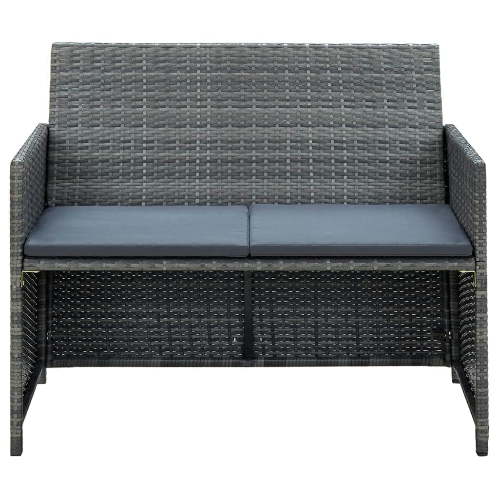 2 Seater Garden Sofa with Cushions Grey Poly Rattan - Simple deals
