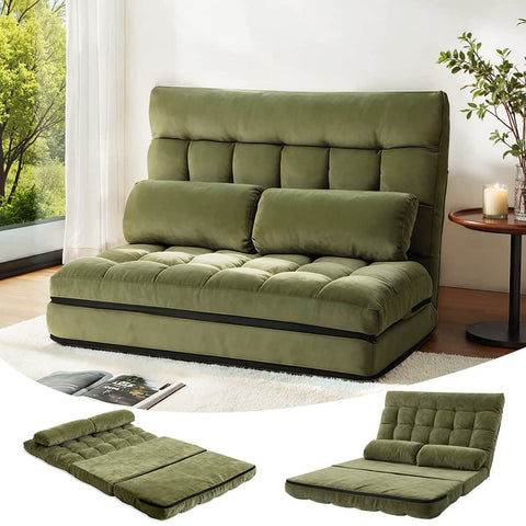 2-Seater Lounge Sofa Bed Green Fabric Modern Comfortable Living Room Chair