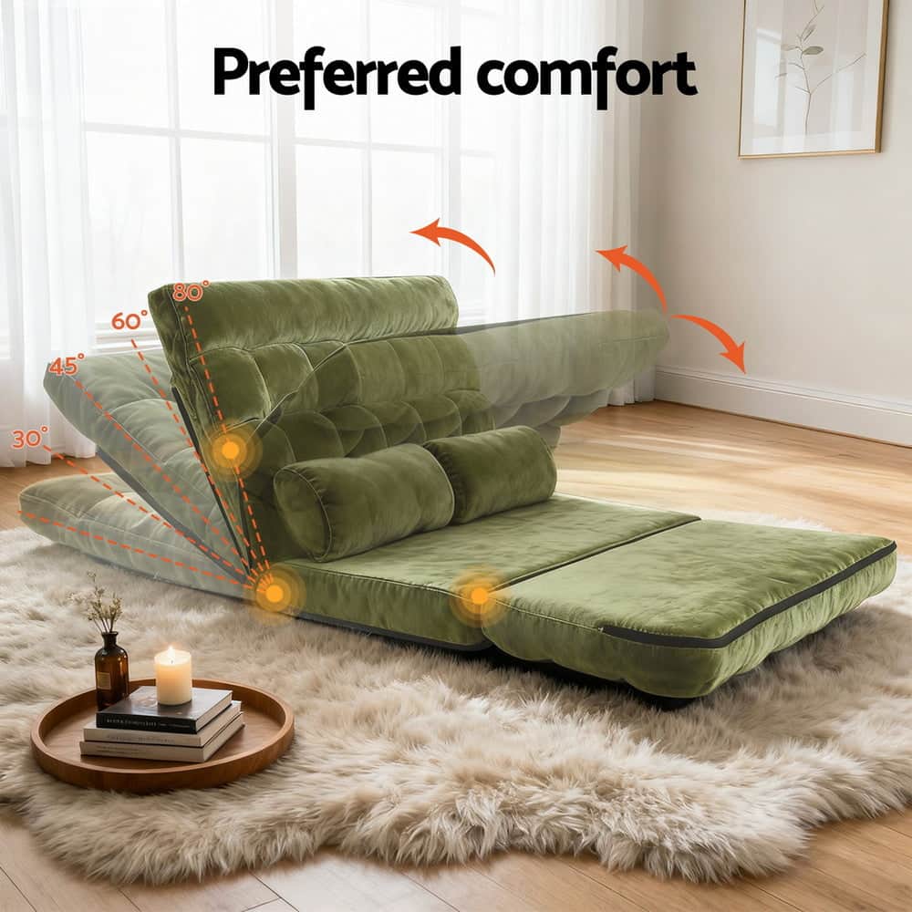 2-Seater Lounge Sofa Bed Green Fabric Modern Comfortable Living Room Chair