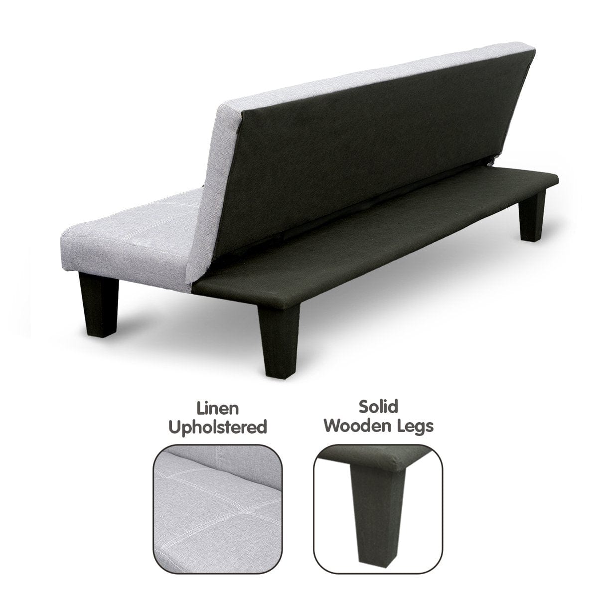 2 Seater Modular Linen Fabric Sofa Bed Couch Light Grey