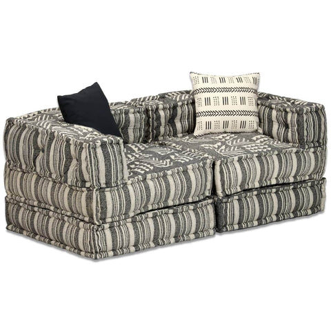 2-Seater Modular Sofa Bed Fabric Stripe