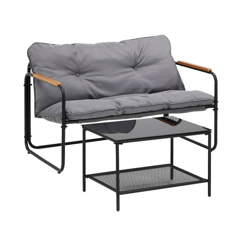 2 Seater Outdoor Sofa Set Garden Lounge Setting with 2 Seater