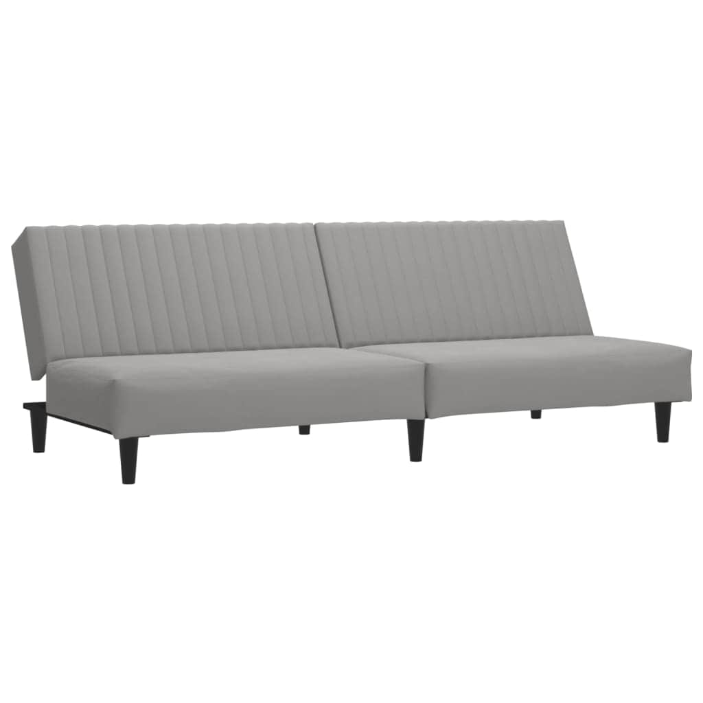 2-Seater Sofa Bed Light Grey-Velvet