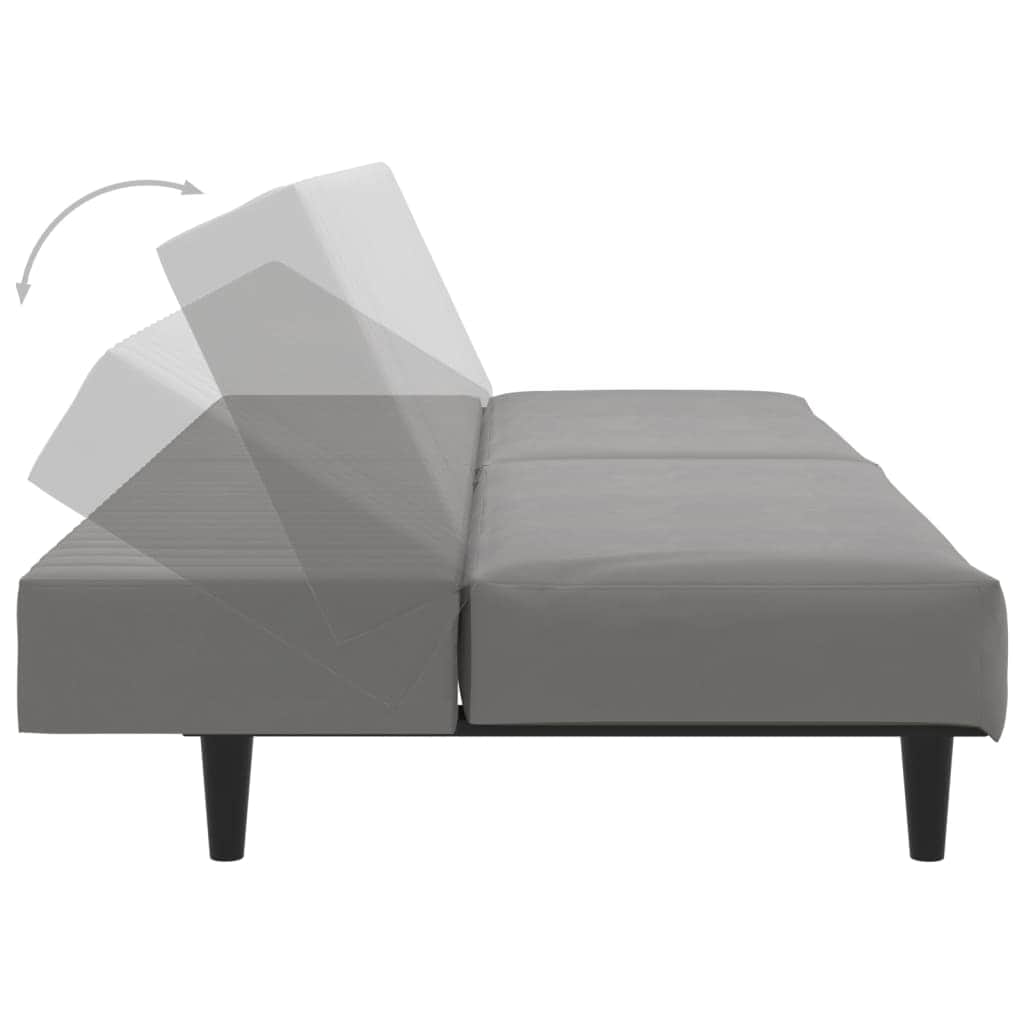 2-Seater Sofa Bed Light Grey-Velvet