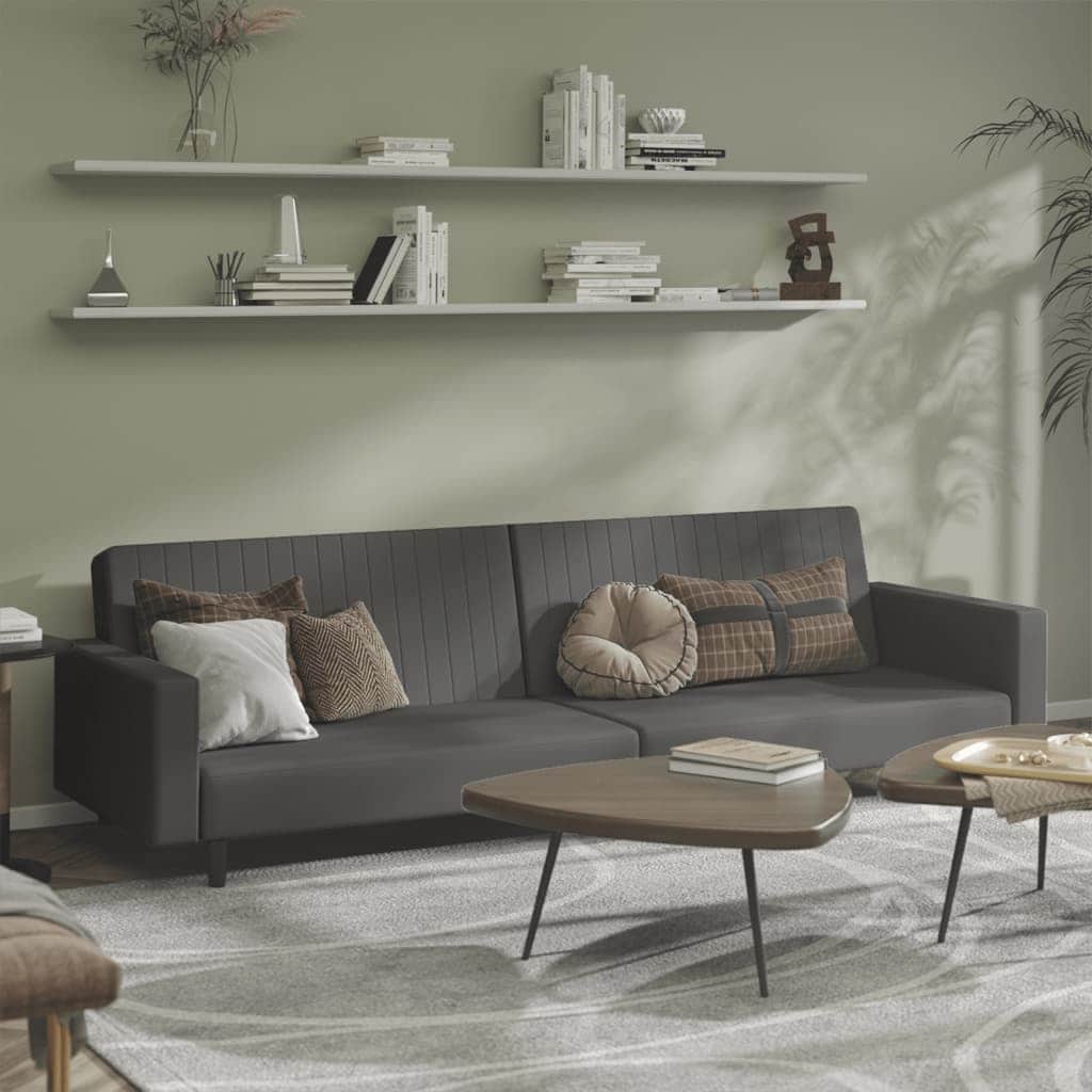 2-Seater Sofa Bed Light Grey Velvet