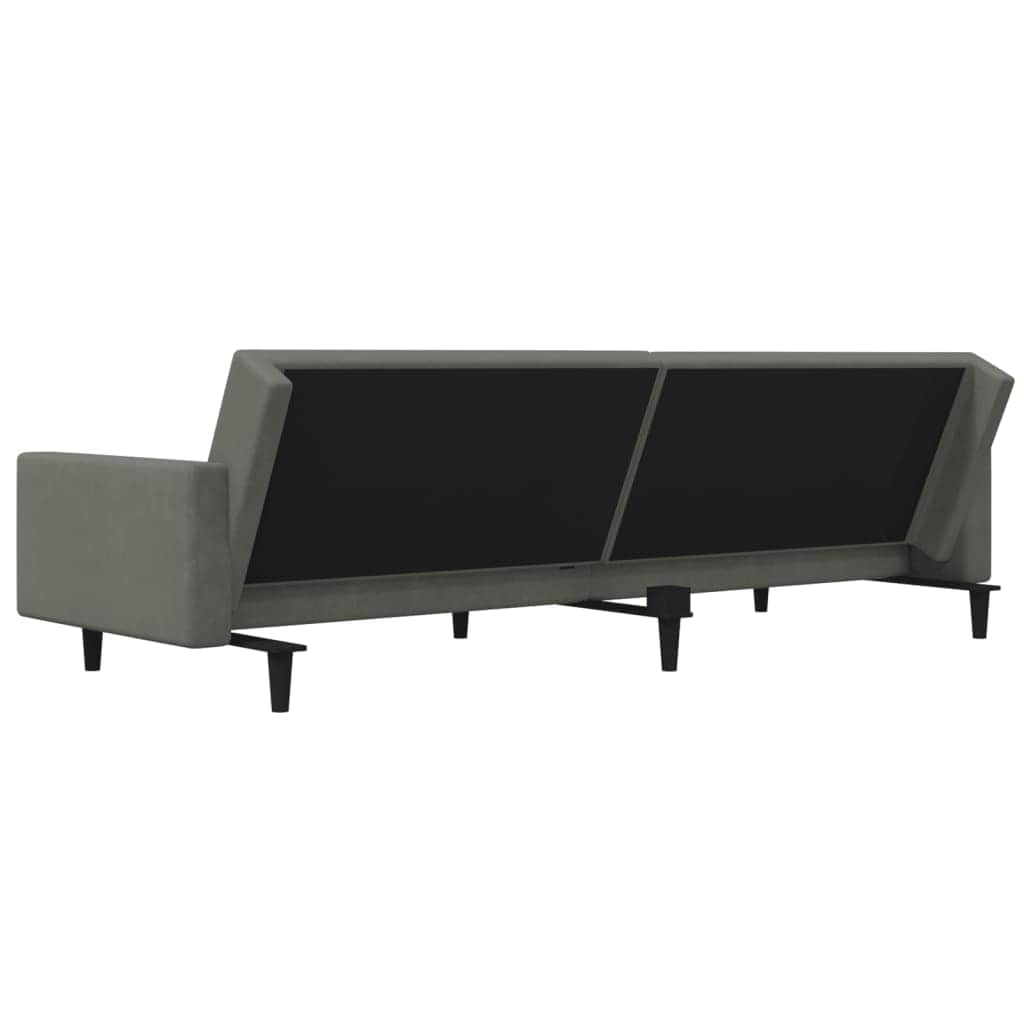 2-Seater Sofa Bed with Two Pillows Dark Grey Velvet