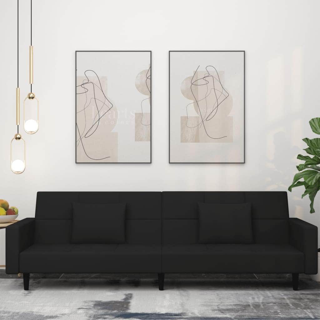 2-Seater Sofa Bed with Two Pillows Light Grey Velvet
